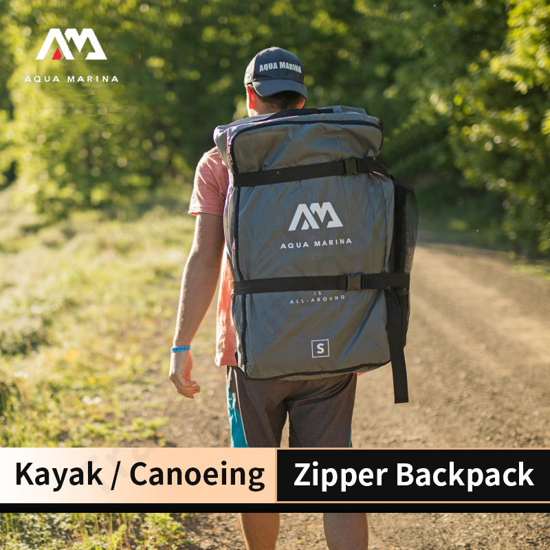 Paddle Board Backpack - AQUA MARINA กระเป๋าเป้สะพายหลังแบบมีซิปสำหรับเรือคายัค/เรือแคนู S/M อุปกรณ์กีฬาทางน้ำ กระเป๋าเก็บกระดานโต้คลื่นแบบเป่าลมความจุสูง
