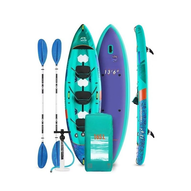 Inflatable Kayak 3 Person - เรือคายัคพองลมแบบเสริมแรง PVC สำหรับพักผ่อนหย่อนใจ ความดันสูง แบบเย็บตะเข็บ รองรับ