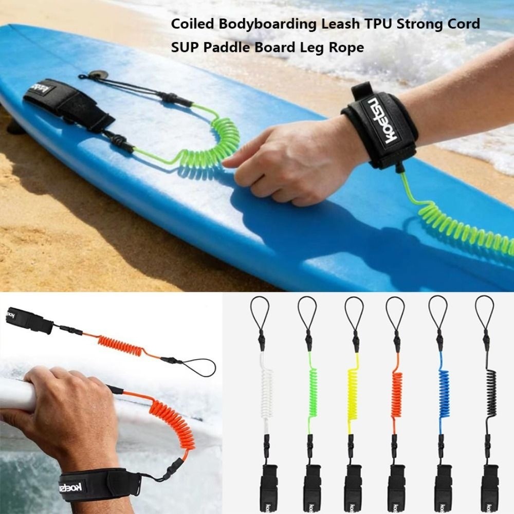 Paddle Board Leash Coiled - สายจูงบอร์ดบอดี้บอร์ดแบบยืดหยุ่นใหม่ ความยาว 120 ซม. 6 สี