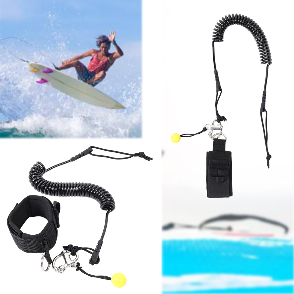 Paddle Board Leash Coiled - สายรัดข้อเท้าแบบปรับได้สำหรับกระดานโต้คลื่น สายรัดข้อเท้าแบบขดสำหรับกระดานโต้คลื่นและกระดานพายแบบยืน