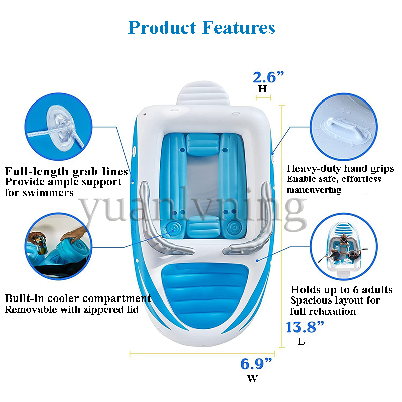 Inflatable Boat 4 Person - เรือยอชท์เป่าลม PVC สำหรับ 4-6 คน เกาะลอยน้ำเป่าลม