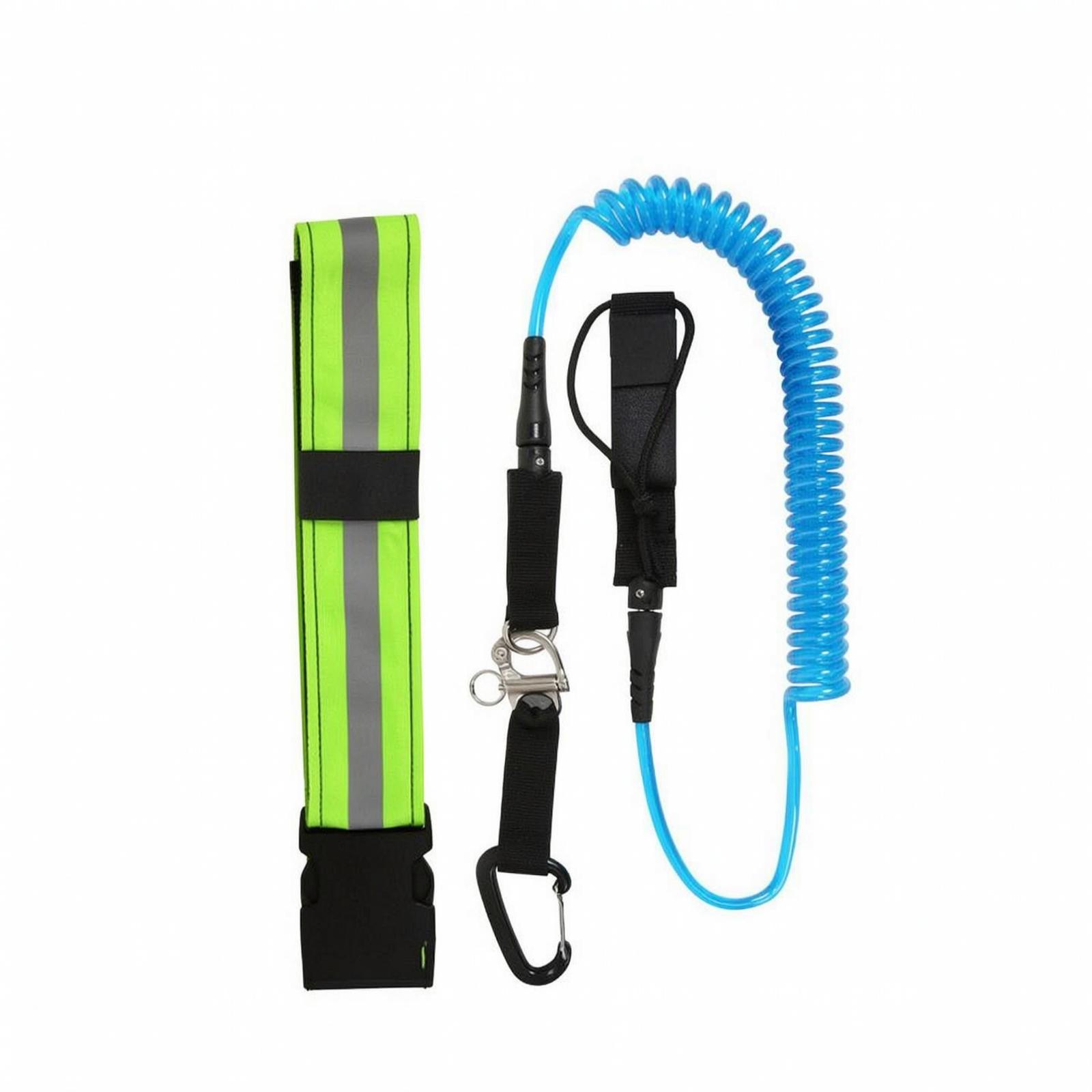 Paddle Board Leash Coiled - สายรัดเอวสำหรับพายเรือแบบมีเชือกนิรภัย เชื่อมต่อได้รวดเร็ว พร้อมสายรัดเอวสะท้อนแสง ยืดหยุ่นได้ ใช้กับ SUP
