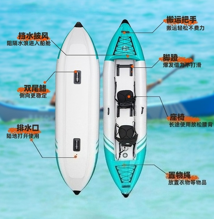 เรือคายัคพับได้แบบพกพา ทำจากผ้ - Kayak Inflatable 2 Person บทวิจารณ์และราคา
