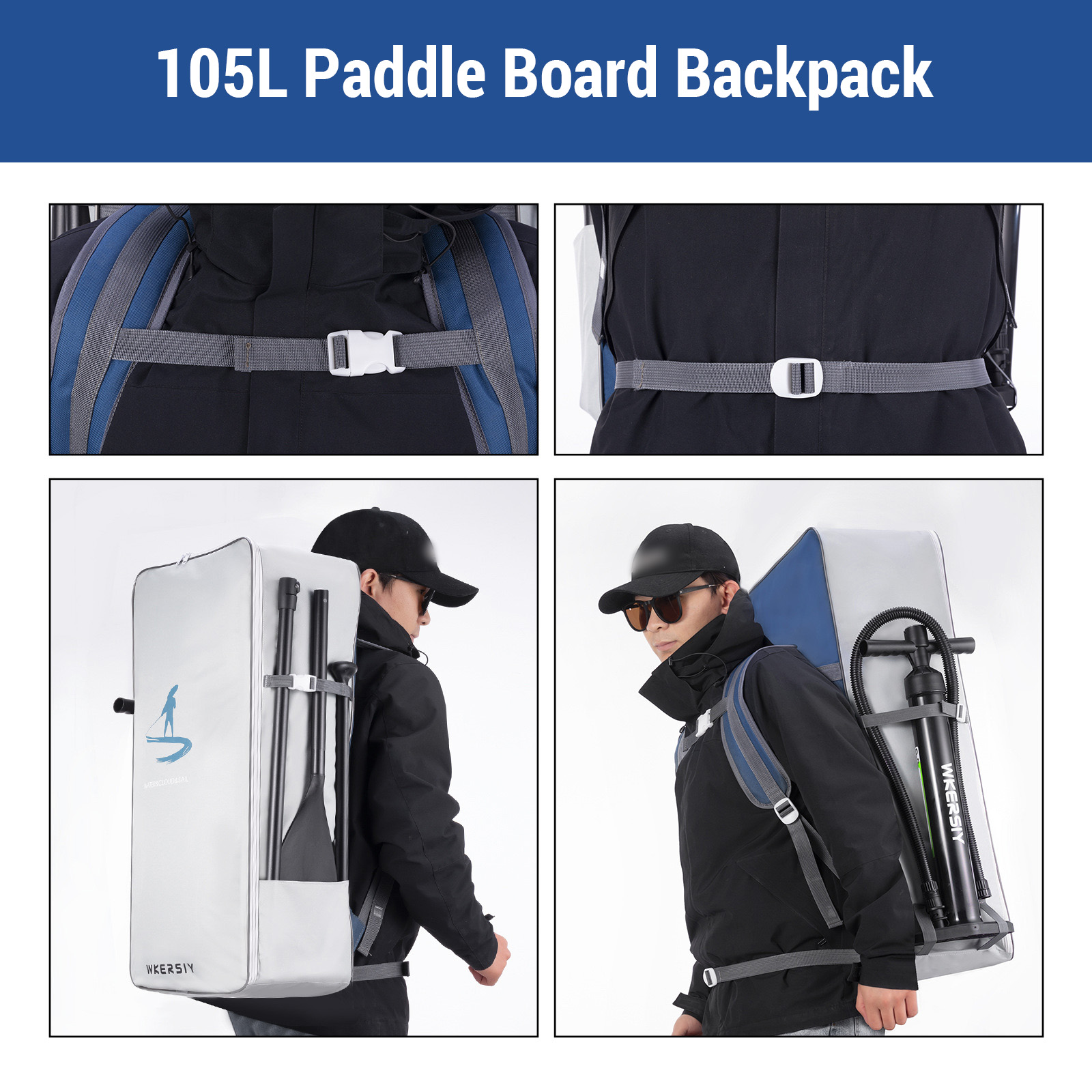 กระเป๋าเป้สะพายหลัง105L แบบพกพ - Paddle Board Backpack บทวิจารณ์และราคา