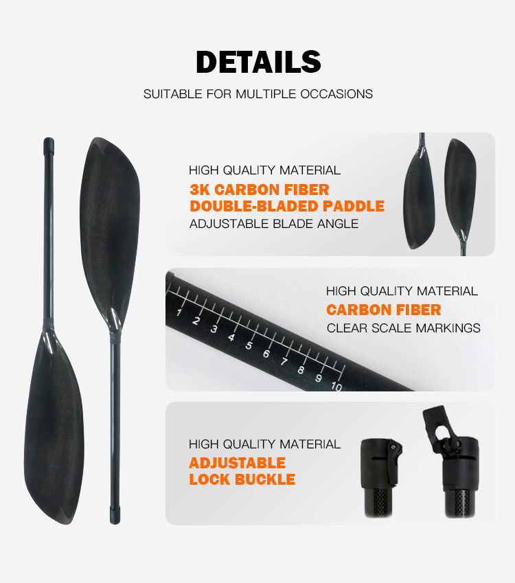 ไม้พายเรือคายัคแบบปรับได้ 2 ชิ - Kayak Paddle Carbon 2 Piece บทวิจารณ์และราคา