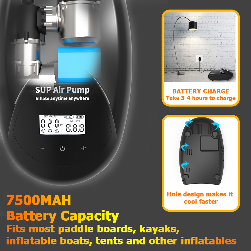 ปั๊มลมไฟฟ้าแรงดันสูงแบบใช้แบตเ - Paddle Board Electric Pump 20Psi บทวิจารณ์และราคา