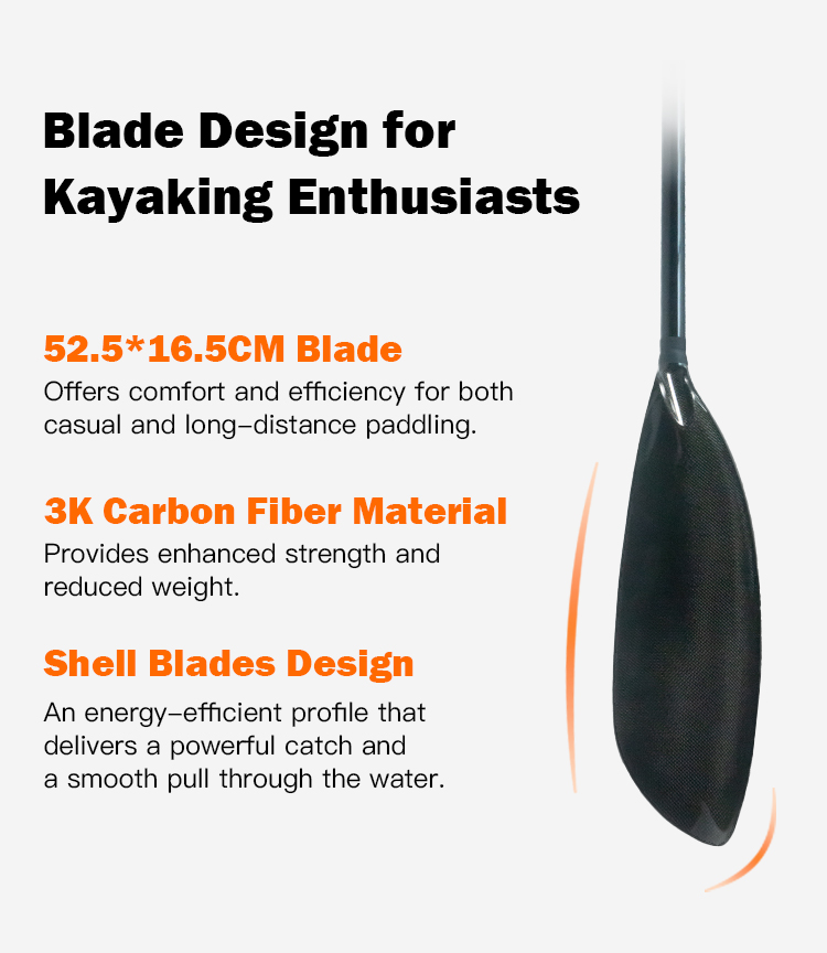 ไม้พายเรือคายัคคาร์บอนไฟเบอร์  - Kayak Paddle Carbon 2 Piece บทวิจารณ์และราคา