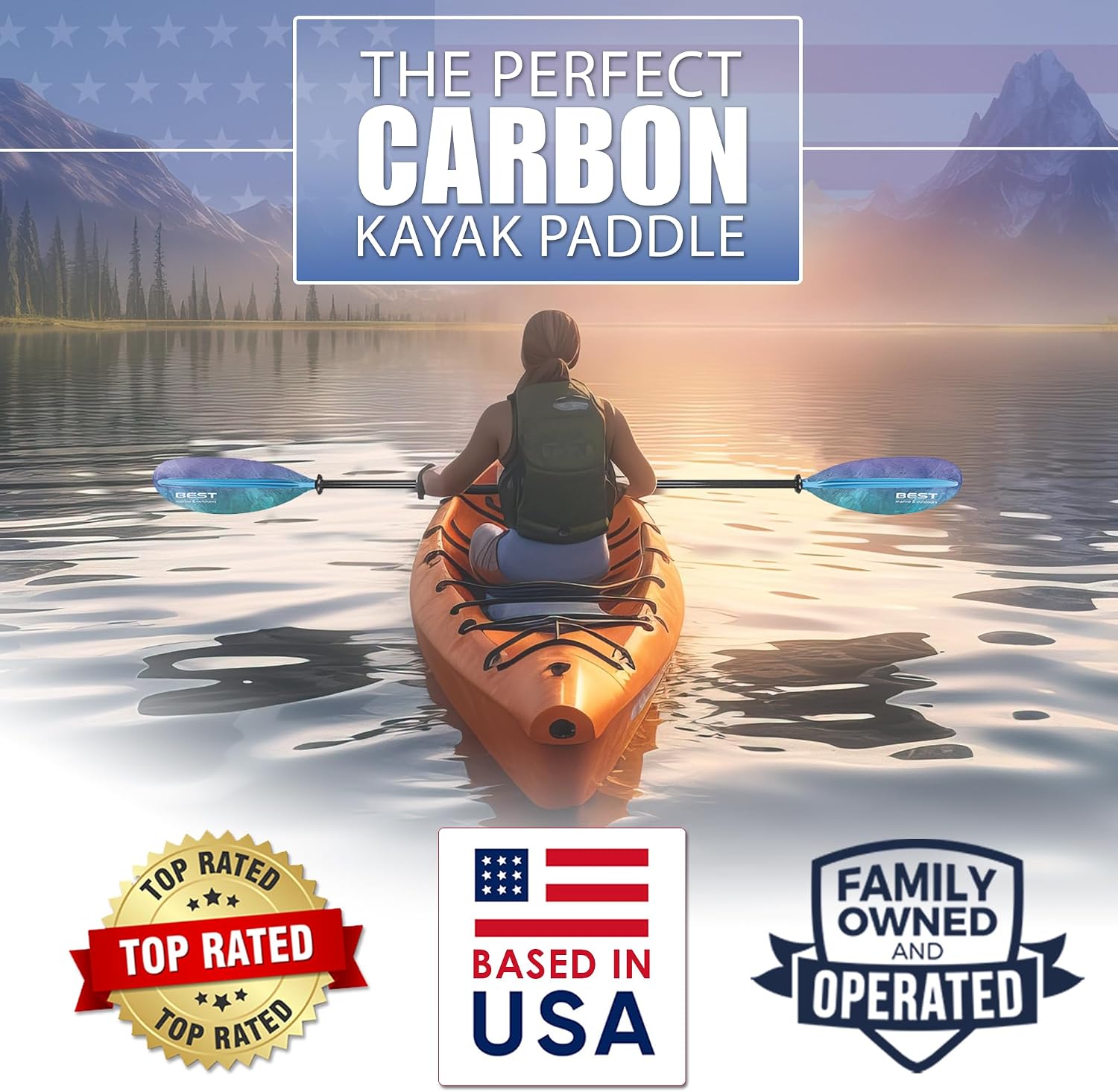 ไม้พายเรือคายัคคาร์บอนไฟเบอร์, - Kayak Paddle Carbon 2 Piece บทวิจารณ์และราคา