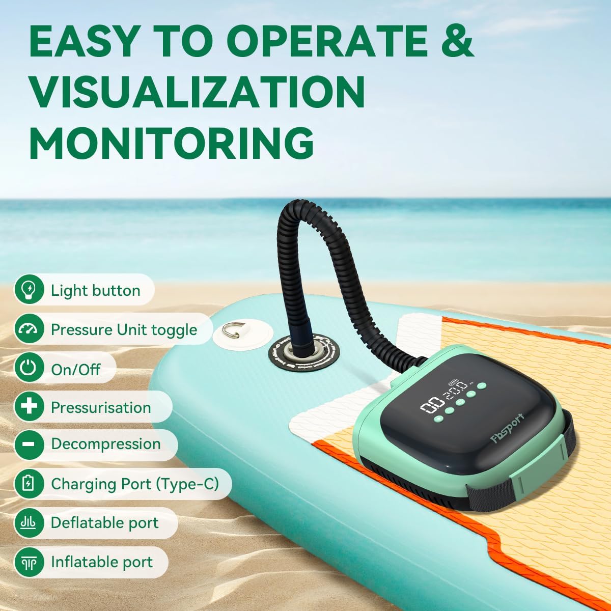 ปั๊มลมไฟฟ้าแบบชาร์จได้ 20PSI ส - Paddle Board Electric Pump 20Psi บทวิจารณ์และราคา